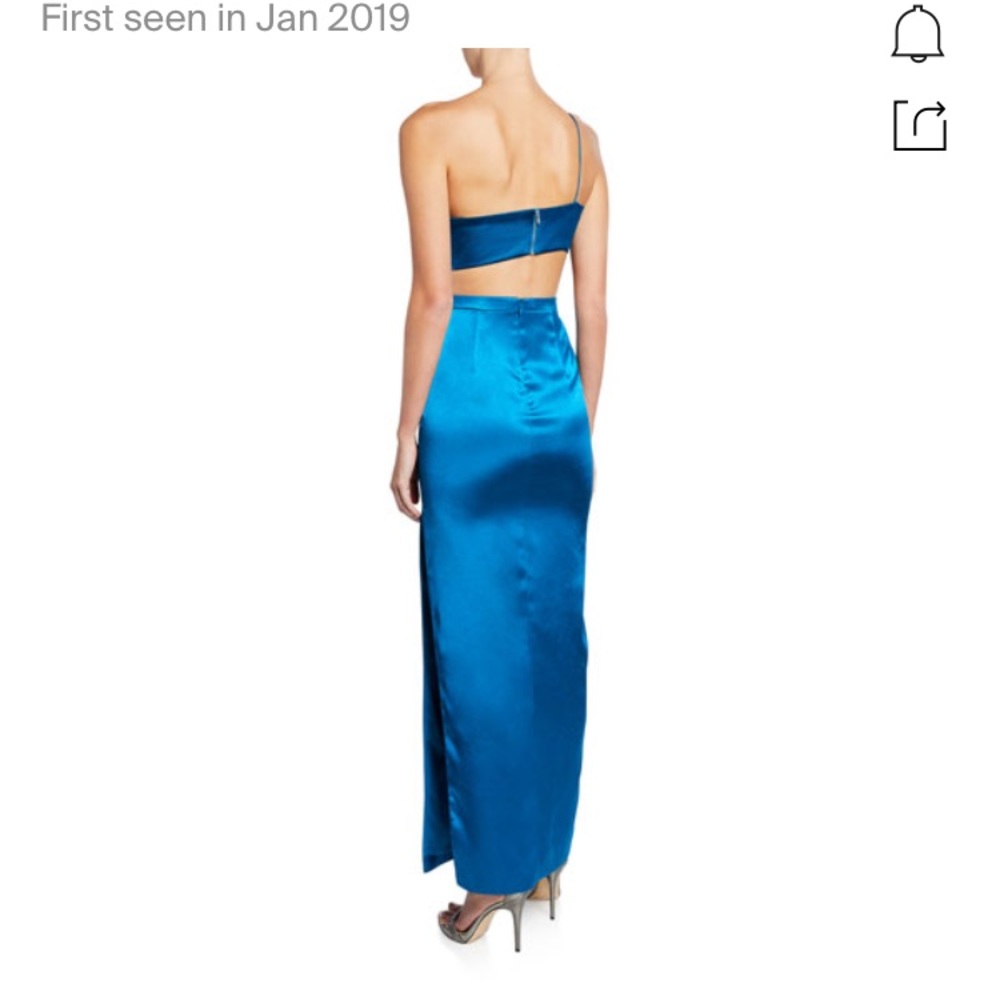 One shoulder long peacock satin dress - Picture 2 of 4